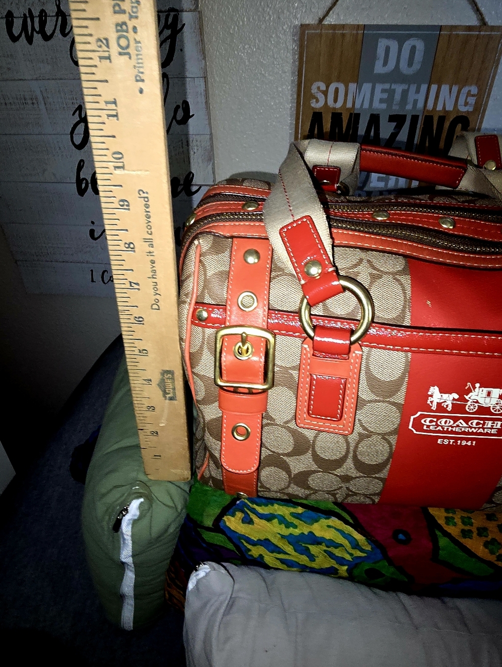 Coach Heritage Stripe XL Zip Satchel - Picture 11 of 15
